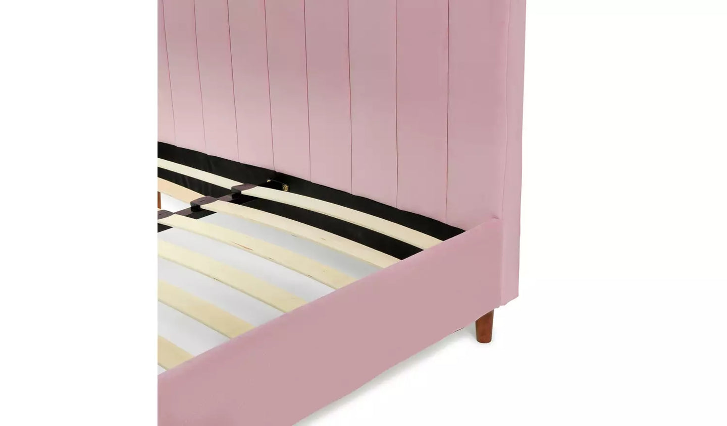 Pandora Small Double Velvet Bed Frame - Blush Pink